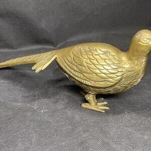 Vintage Solid Brass Pheasant Bird Figure | Brass Bird | 70s Brass Decor | Gift f